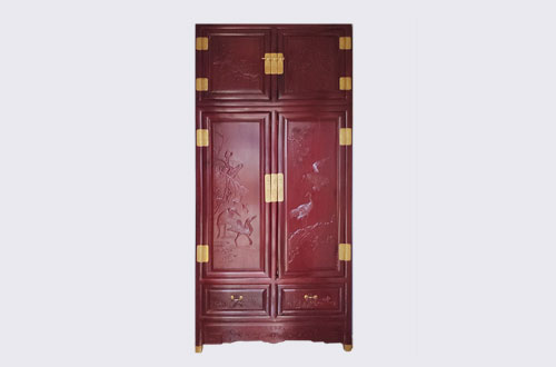 江苏高端中式家居装修深红色纯实木衣柜