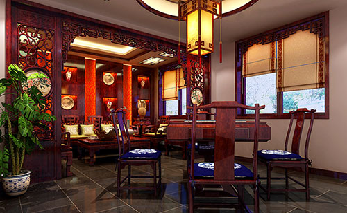 江苏古典中式风格茶楼包间设计装修效果图